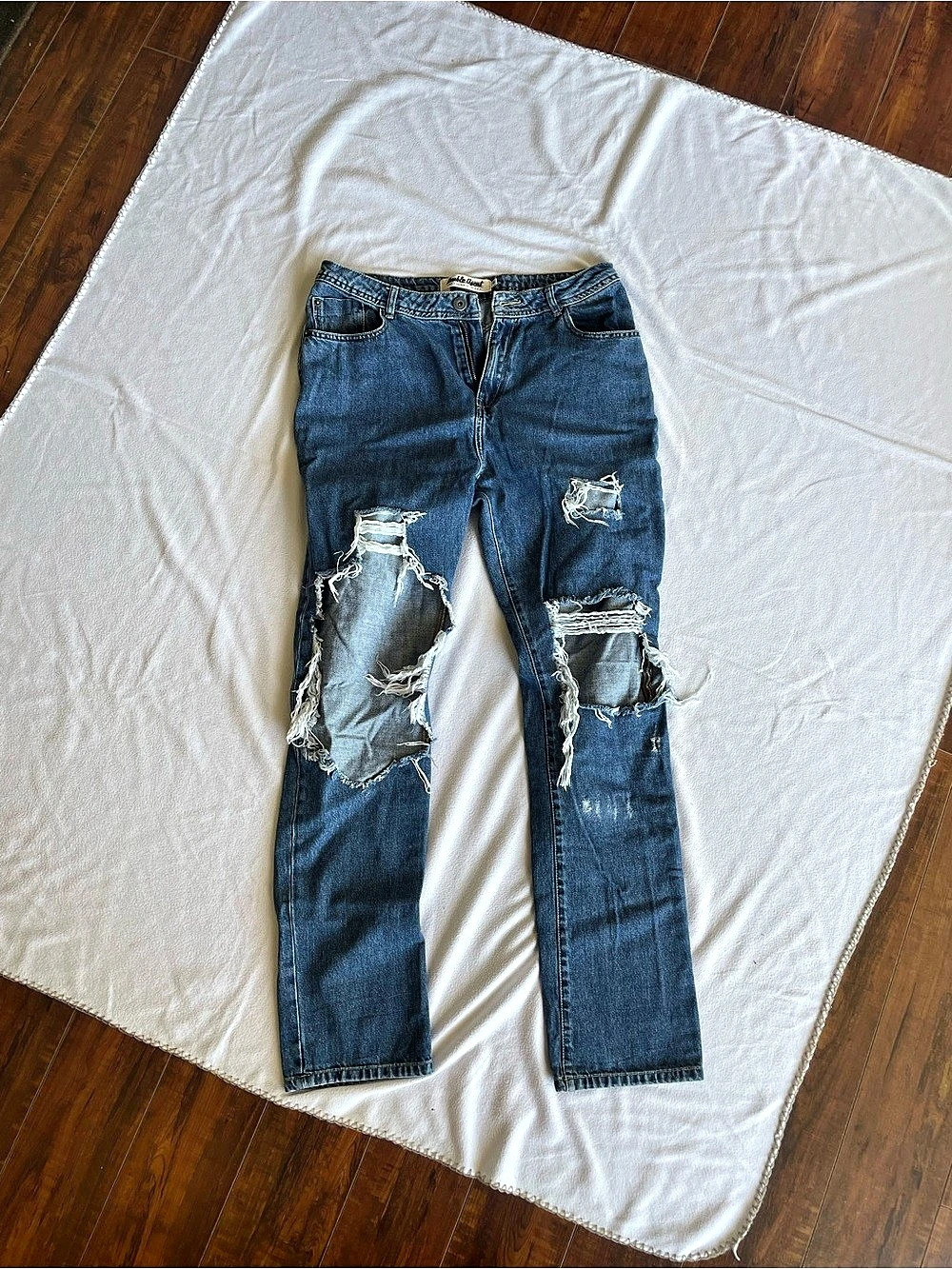 Distressed Skinny Jeans Blue Waist 40